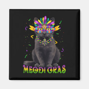 Aimant Meowdi Gras Mardi Gras Amateur de Chat La Nouvelle