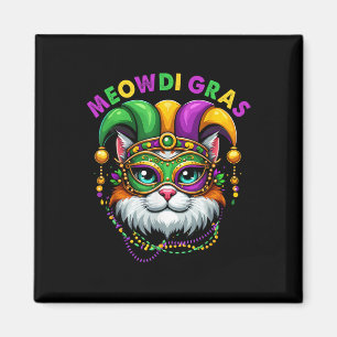 Aimant Meowdi Gras Mardi Gras Amoureux des chats Nouvelle
