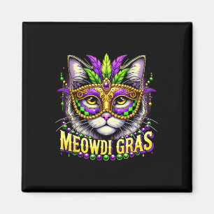 Aimant Meowdi Gras Mardi Gras Carnaval Animaux de compagn