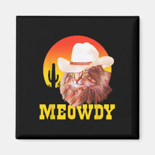 Aimant Meowdy ! Funny Country Music Chat Cowboy Casquette