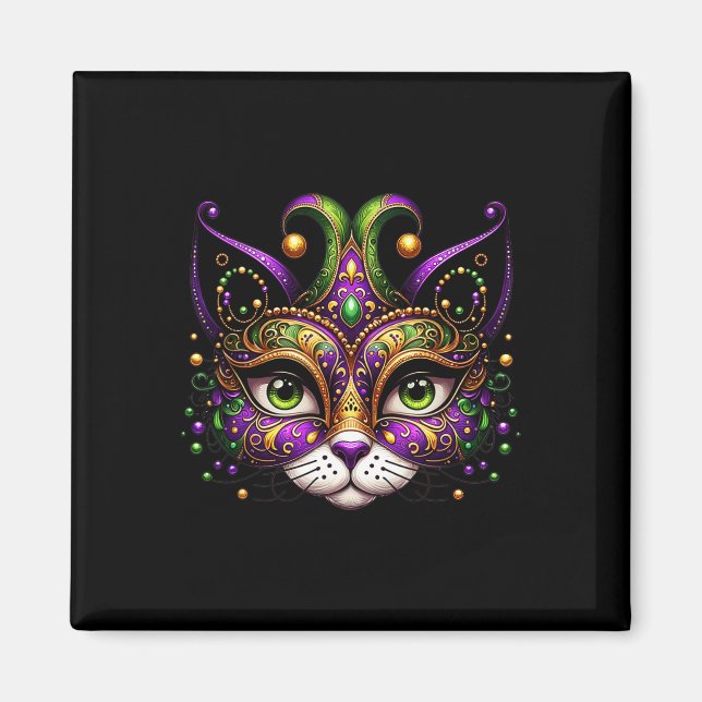 Aimant Meowdy Gras Chat Kitten Masquerade Mardi Gras Perl (Devant)