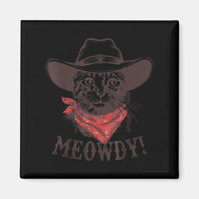 Aimant Meowdy Tee Vintage Howdy Western Matching Cowgirl (Devant)