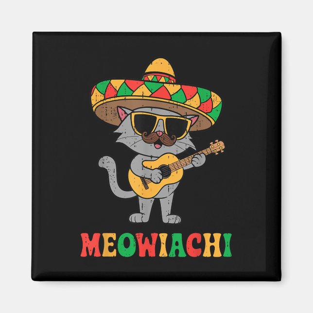 Aimant Meowiachi Chat Mariachi Funny Cinco De Mayo Mexiqu (Devant)