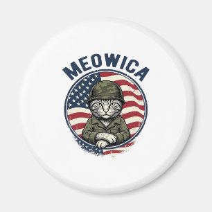 Aimant Meowica Chat Patriotique Chemise Gravure Vintage D
