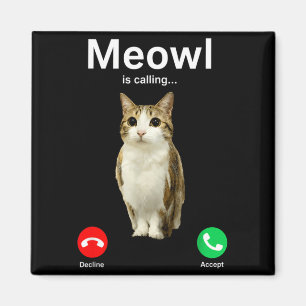 Aimant Meowl Appelle Chat Hibou Internet Drôle Maudit