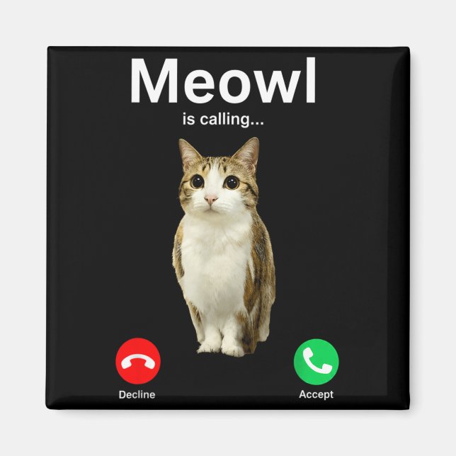 Aimant Meowl Appelle Chat Hibou Internet Drôle Maudit (Devant)