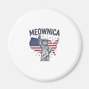 Aimant Meownica Chat Patriotique Design Vectoriel Vintage