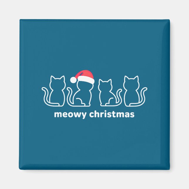 Aimant Meowy Catmas Chat Noël Chat Chaton Chats Chapeau d (Devant)