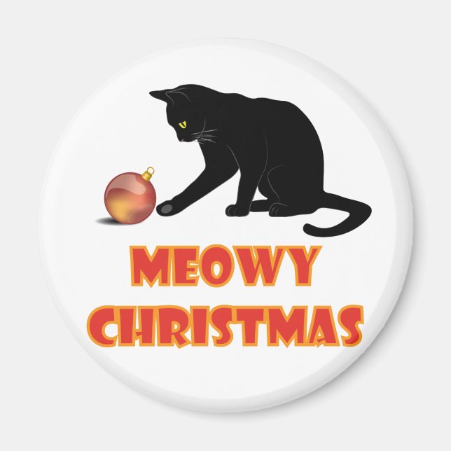 Aimant Meowy Christmas Funny Chat (Devant)