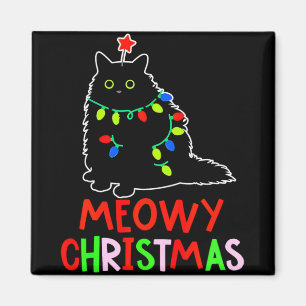 Aimant Meowy Noël Xmas Lumières Chat Noir Pyjama Todd
