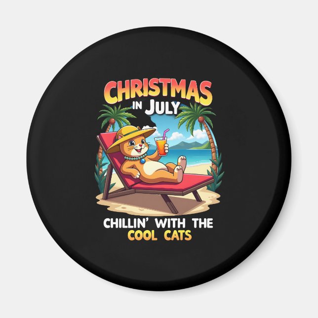 Aimant Meowy Xmas Summer Christmas In July Chillin Cool C (Devant)