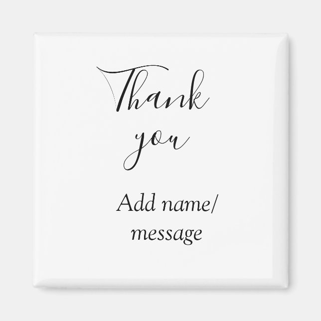 Aimant Merci ajoutez un nom message simple calligraphie é (Devant)