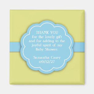 Aimant Merci Baby shower bleu Favoriser l'aimant
