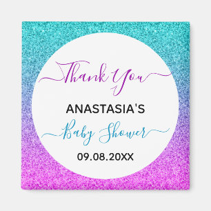 Aimant Merci bleu violet clair Baby shower de 