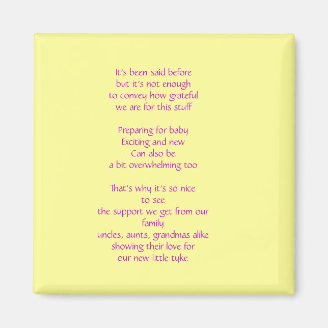 Aimant Merci cadeau bébé (Devant)