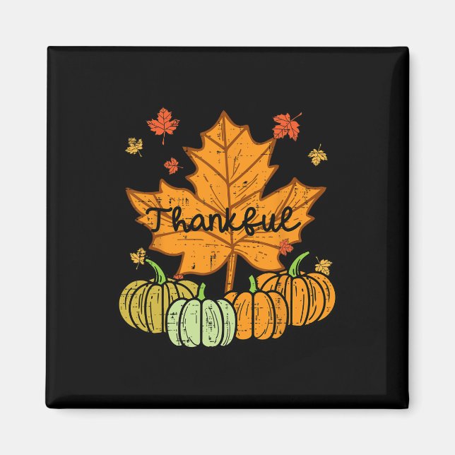 Aimant Merci Citrouille feuille mignon Thanksgiving Fall  (Devant)
