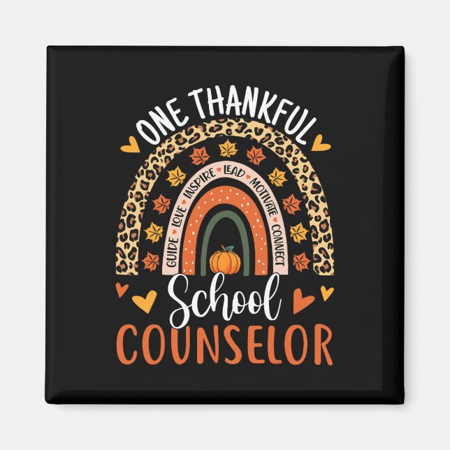 Aimant Merci Conseiller scolaire Thanksgiving Rainbow Cou (Devant)