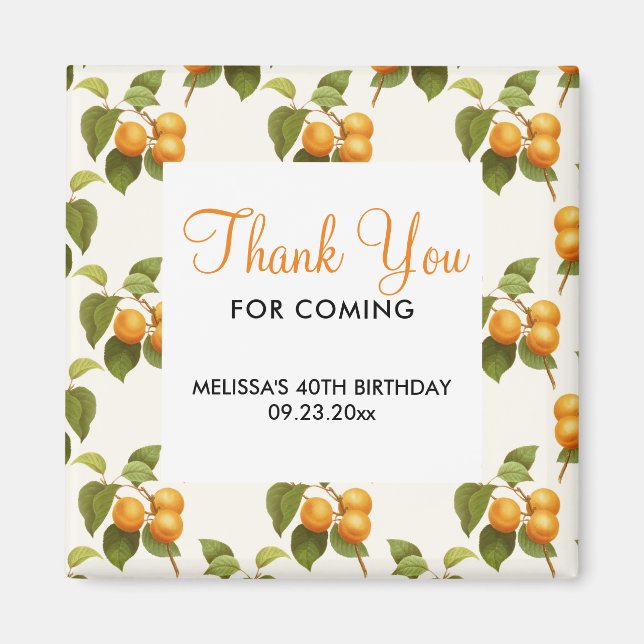 Aimant Merci d'aquarelle orange vintage (Devant)