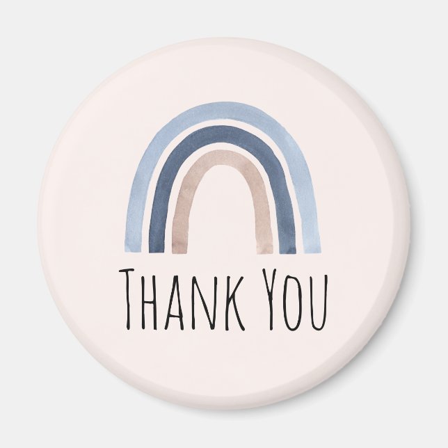 Aimant Merci de conception de Boho bleu et arc-en-ciel (Devant)