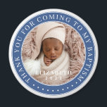 Aimant Merci D'Être Venu À Mon Baptême Photo Moderne<br><div class="desc">Ce design simple et classique est composé de typographie serif et d'ajouter une photo personnalisée. Merci d'être venu au saint baptême.</div>