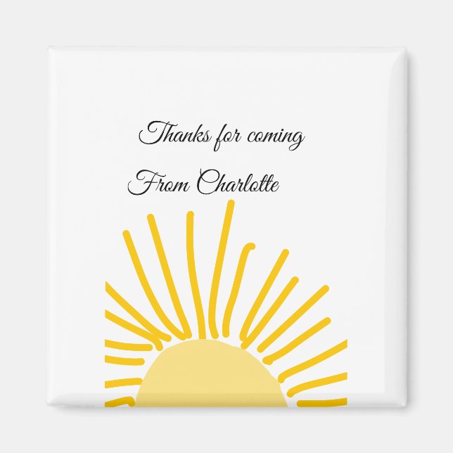 Aimant merci d'être venu nom du texte message soleil (Devant)