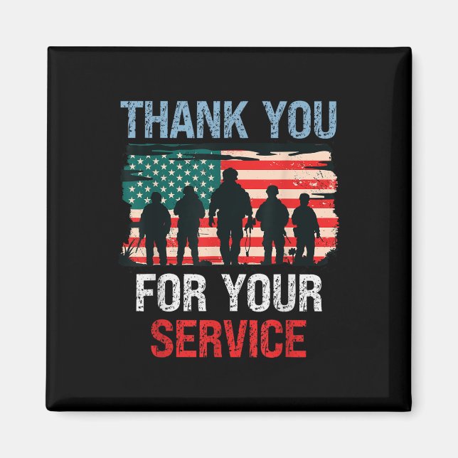 Aimant Merci Drapeau Usa Pour Votre Service - Mémorial (Devant)