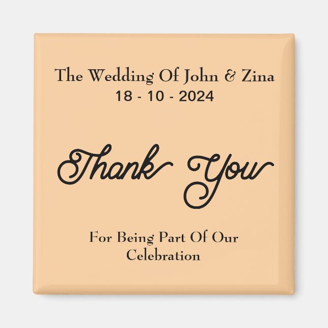 Aimant Merci mariage Big Calligraphie (Devant)