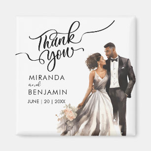 Aimant Merci Mariage Black Bride Groom Aquarelle