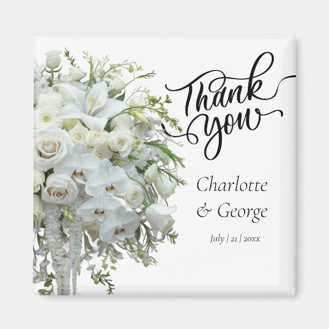 Aimant Merci Mariage Bouquet Fleur Mariage Faveur (Devant)