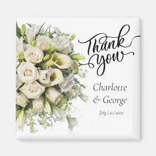 Aimant Merci Mariage Bouquet Fleur Mariage Faveur