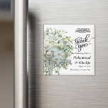 Aimant Merci Mariage Bouquet Flower Nikah Walima<br><div class="desc">Merci Mariage Bouquet Fleur Nikah Walima Magnet Carré Ce design est parfait pour votre thème boho rustique et verdoyant blanc pour votre mariage musulman nikah walima avec bismillah et merci. Cet autocollant est facile à customiser et à personnaliser en changeant le texte</div>