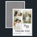 Aimant Merci Mariage photo moderne<br><div class="desc">Voici le Modern Photo Mariage Magnet, une façon élégante et réfléchie d'express de votre gratitude aux invités après votre mariage. Cet aimant dispose d'un trois modèles photo, vous permettant de présenter vos souvenirs de mariage préférés dans un agencement élégant et moderne. L'aimant comprend également un monogramme personnalisable et une élégante...</div>