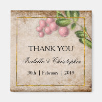 Merci Mariage vintage de baies roses