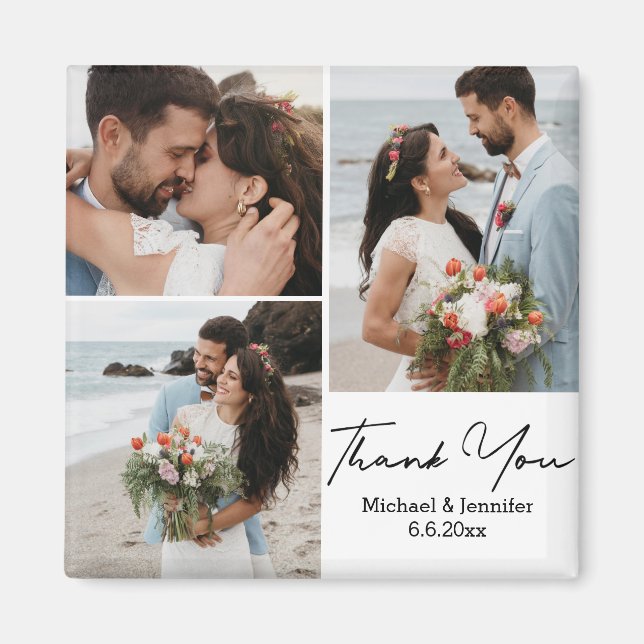 Aimant merci, minimum 3 photos collage mariage (Devant)