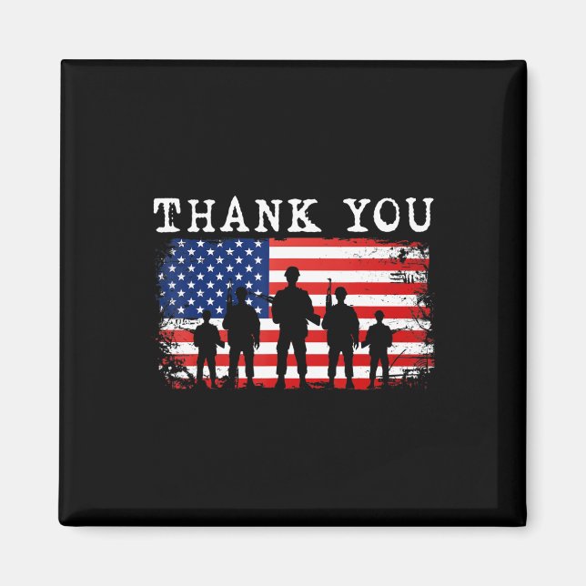 Aimant Merci Patriotique Vétérinaire Jour 4 de Ju (Devant)