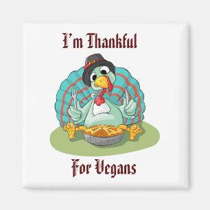 Aimant Merci pour les Vegans Thanksgiving Holiday Turquie