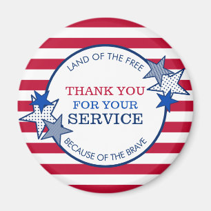 Aimant Merci pour vos vétérans de service Stars Stripes