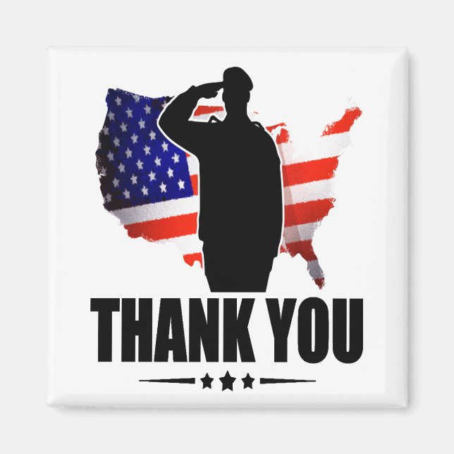 Aimant Merci pour votre drapeau Service American (Devant)