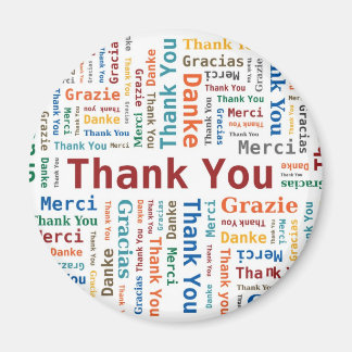 Aimant Merci Word Cloud en 5 langues