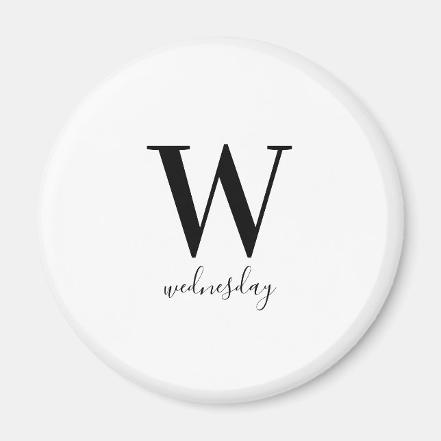 Aimant Mercredi Typographie noir blanc moderne (Devant)
