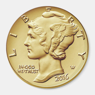 Aimant Mercury Dime Centennial Gold Coin Image ~