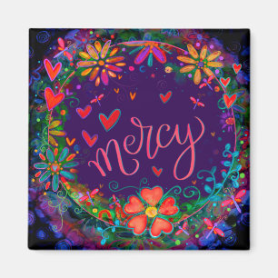 Aimant Mercy Purple Amusant Floral Inspirationnel Motivan