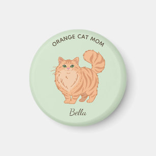 Aimant Mère de chat orange aux longs poils personnalisée