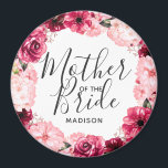 Aimant Mère de la mariée de la couronne bordeaux et rose<br><div class="desc">Chic Bourgogne vert & bleu rose Aquarelle Floral Wreath Mariage Monogramme Été ou Fleurs de Printemps avec verdure d'Aquarelle, polices de caractères modernes et de script, et design floral élégant. Mariage tendance et chic Mère de l'aimant de la mariée! ~ Regardez ma boutique pour voir l'ensemble de la suite mariage...</div>