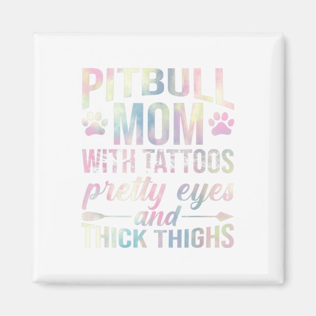 Aimant Mère de Pitbull féminine avec des tatouages beaux  (Devant)