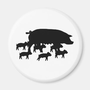Aimant mère de porc avec icône de jeunes cochons
