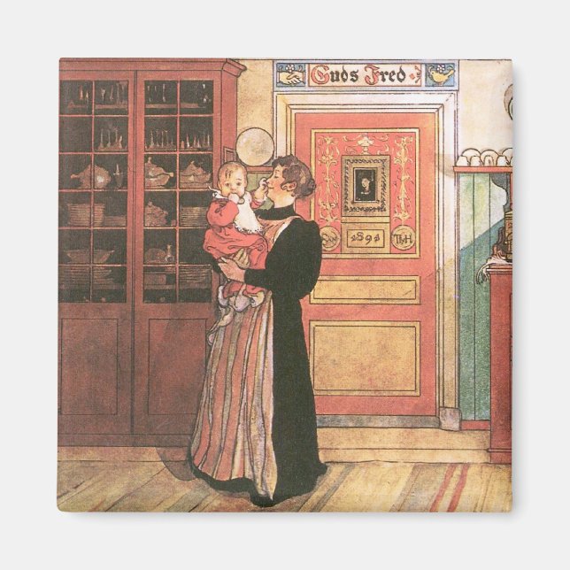 Aimant Mère et bébé dans la cuisine (Devant)