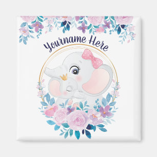 Aimant Mère et bébé Eléphant rose Fleur Flush Wreath