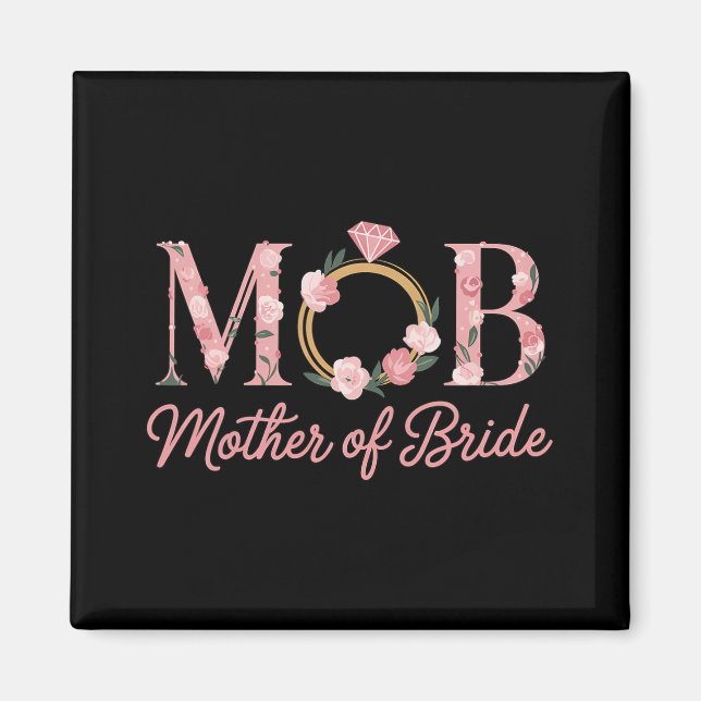 Aimant Mère Mariée Mariage Mob Floral Rose Diamond Bague (Devant)