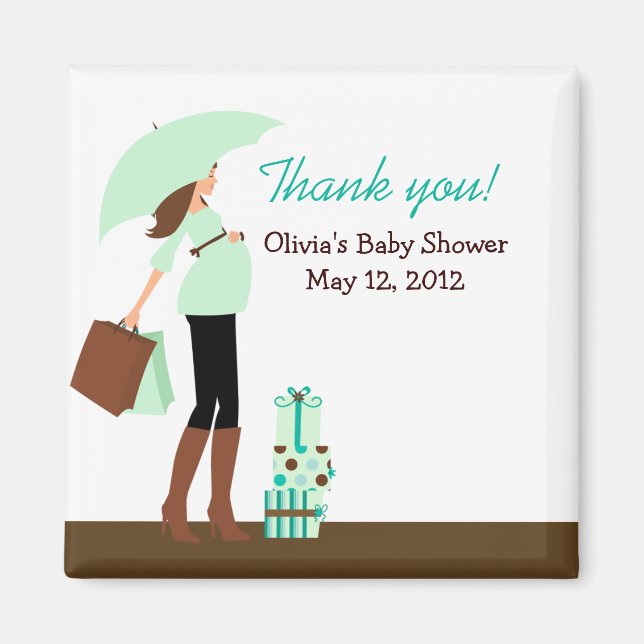 Aimant Mère moderne (Vert) Baby shower Favoriser l'aimant (Devant)